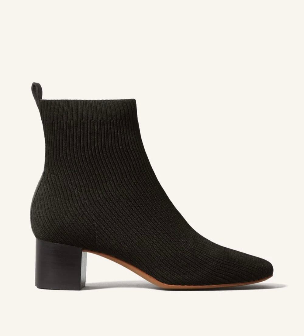 Everlane The Glove Boot Black Knit Stretch Sock Ankle Boots Block Heel 8 NEW